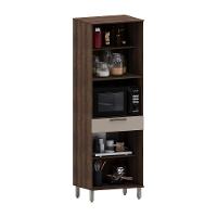 Paneleiro 70cm 4 Portas 1 Gaveta Com Espaço Microondas Luna Nogueira Dourado-cinammon - 2