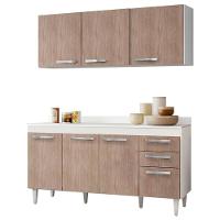 Armário Aéreo Parma E Balcão Para Pia Com Tampo 150cm Lisboa Branco-castanho - Lumil - 1