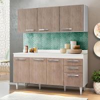 Armário Aéreo Parma E Balcão Para Pia Com Tampo 150cm Lisboa Branco-castanho - Lumil - 2