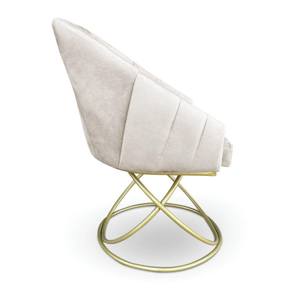 Kit 2 Poltronas Luxo Alana Suede Base De Ferro Dourado - Pallazio Cor Grafite - 5