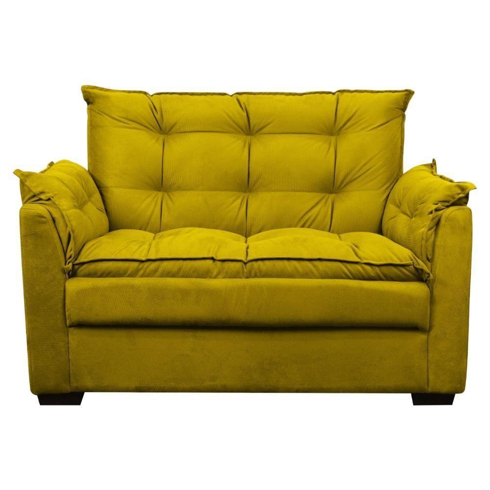 Sofá Confortável 1,40 Pequeno Compacto Small Amarelo - 2