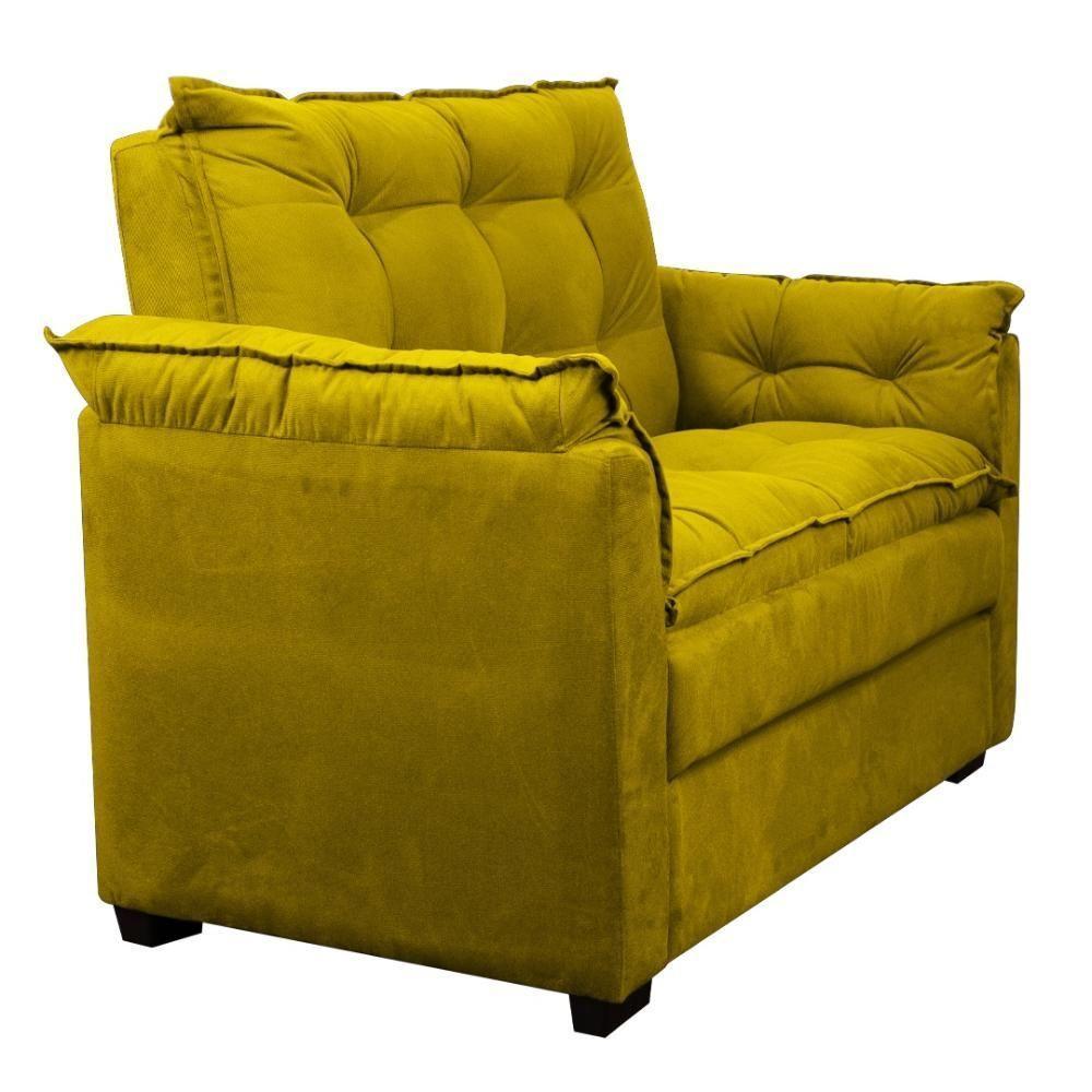 Sofá Confortável 1,40 Pequeno Compacto Small Amarelo - 3