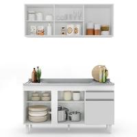Armário Aéreo Argélia E Balcão Gabinete Com Pia Inox 150cm Dakota Branco - Lumil - 3