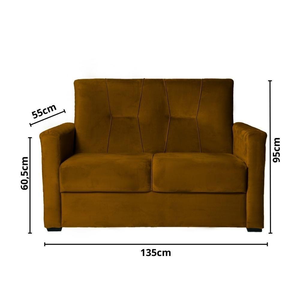 Sofá Pequeno 2 Lugares 1,35 Porta Controle No Braço Alice Cobre - 3