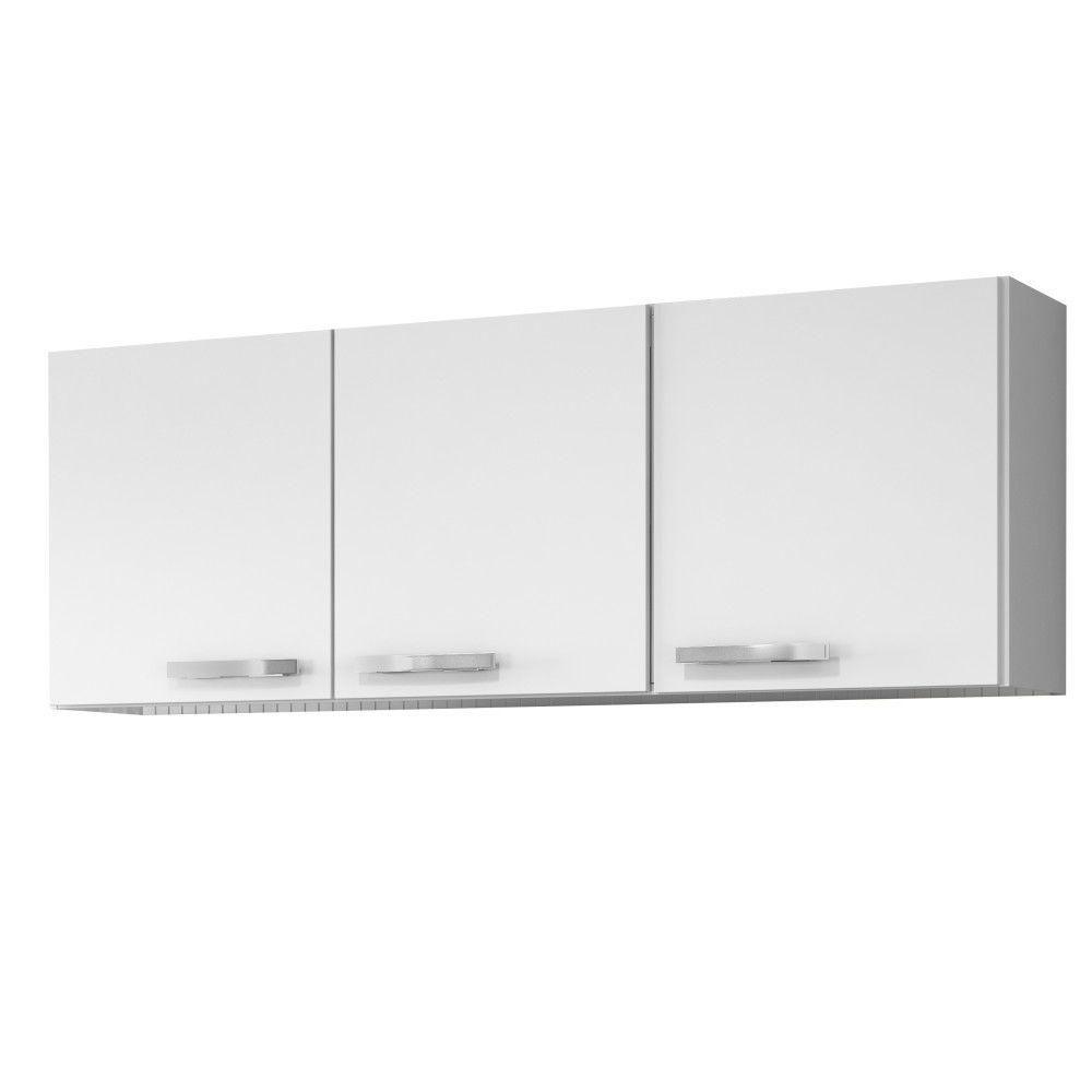 Armário Aéreo De Cozinha Parma 150cm 3 Portas - Lumil Móveis Branco-preto - 1