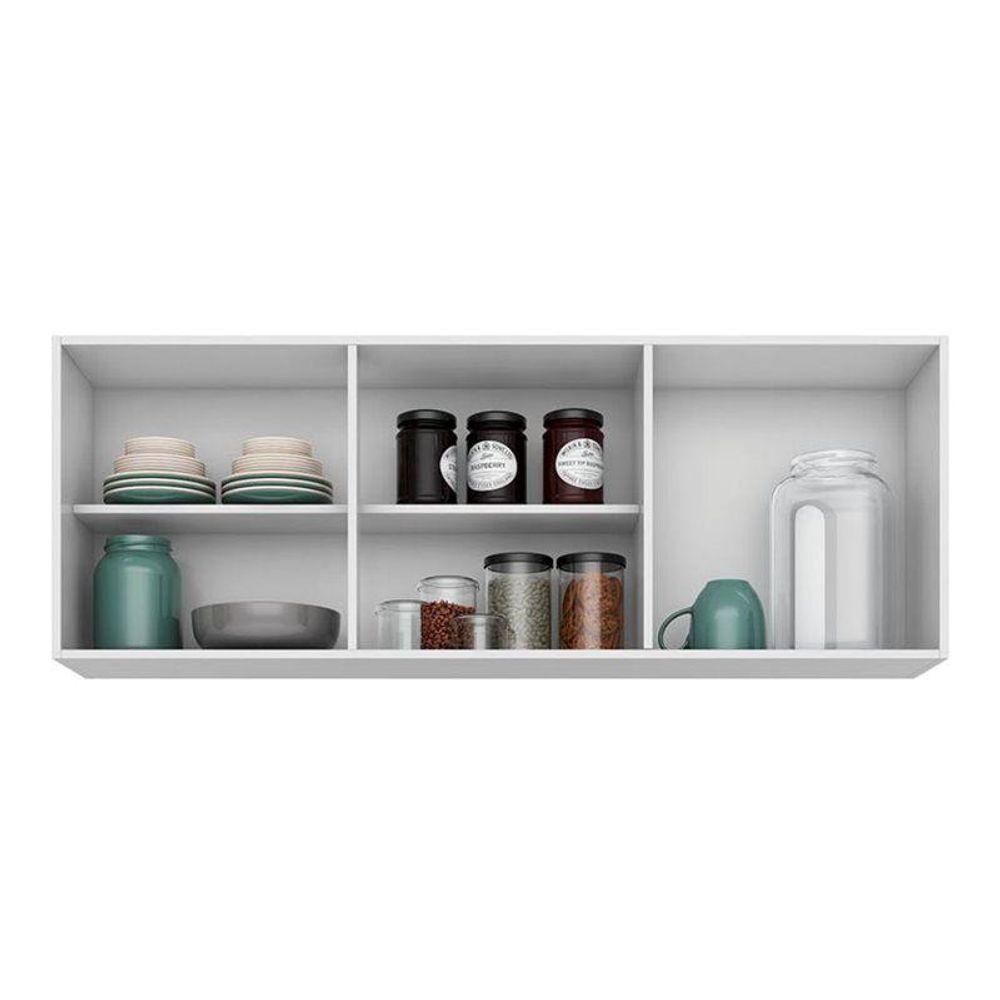 Armário Aéreo De Cozinha Parma 150cm 3 Portas - Lumil Móveis Branco-preto - 3