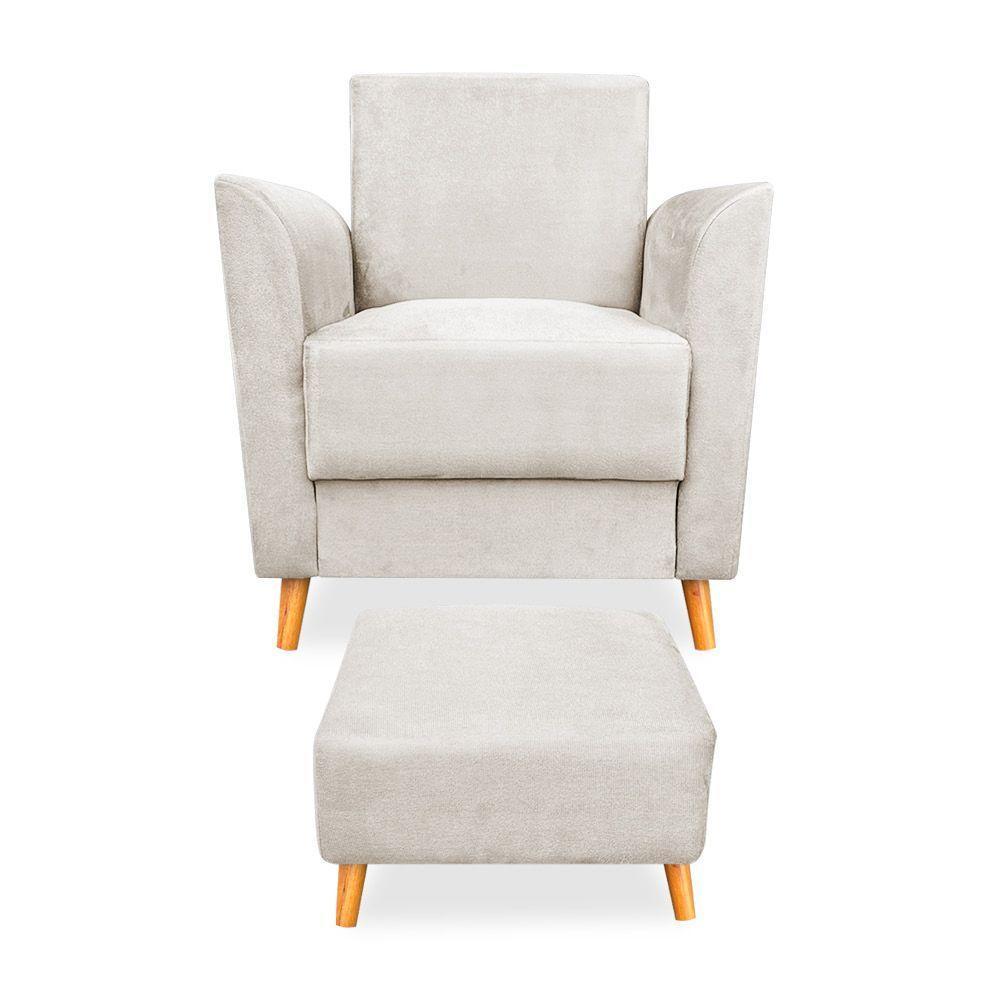 Poltrona De Amamentação Com Puff Flavia Suede - Pallazio Cor Marrom Rato - 2