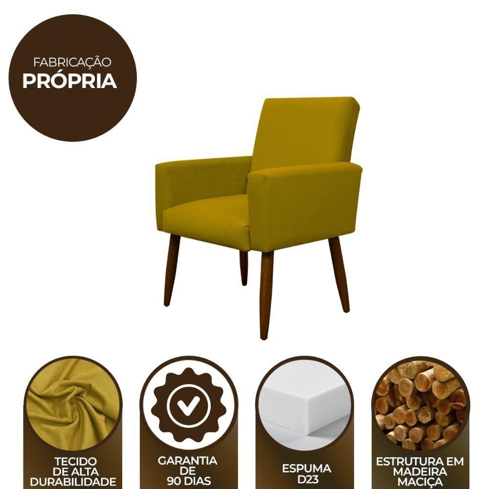 Kit 2 Poltronas Com Puff Redondo Para Sala Nina Amarelo - 7