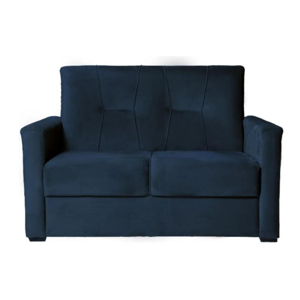 Sofá Pequeno 2 Lugares 1,35 Porta Controle No Braço Alice Azul Marinho - 1