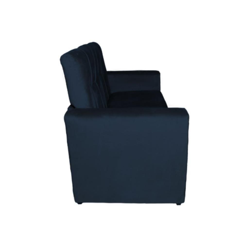 Sofá Pequeno 2 Lugares 1,35 Porta Controle No Braço Alice Azul Marinho - 5