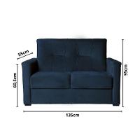 Sofá Pequeno 2 Lugares 1,35 Porta Controle No Braço Alice Azul Marinho