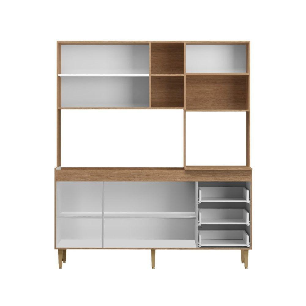 Armário De Cozinha Compacta Em Mdp Mel E Areia 1,95 X 1,85 M Splendore - 2