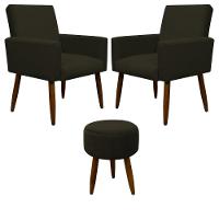 Kit 2 Poltronas Com Puff Redondo Para Sala Nina Marrom - 5