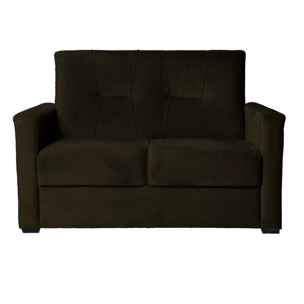 Sofá Pequeno 2 Lugares 1,35 Porta Controle No Braço Alice Marrom Escuro - 1