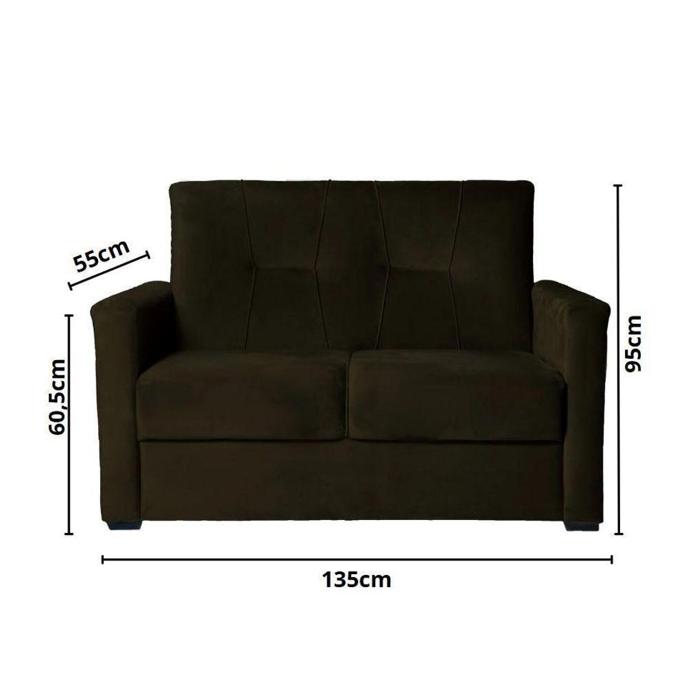Sofá Pequeno 2 Lugares 1,35 Porta Controle No Braço Alice Marrom Escuro - 3