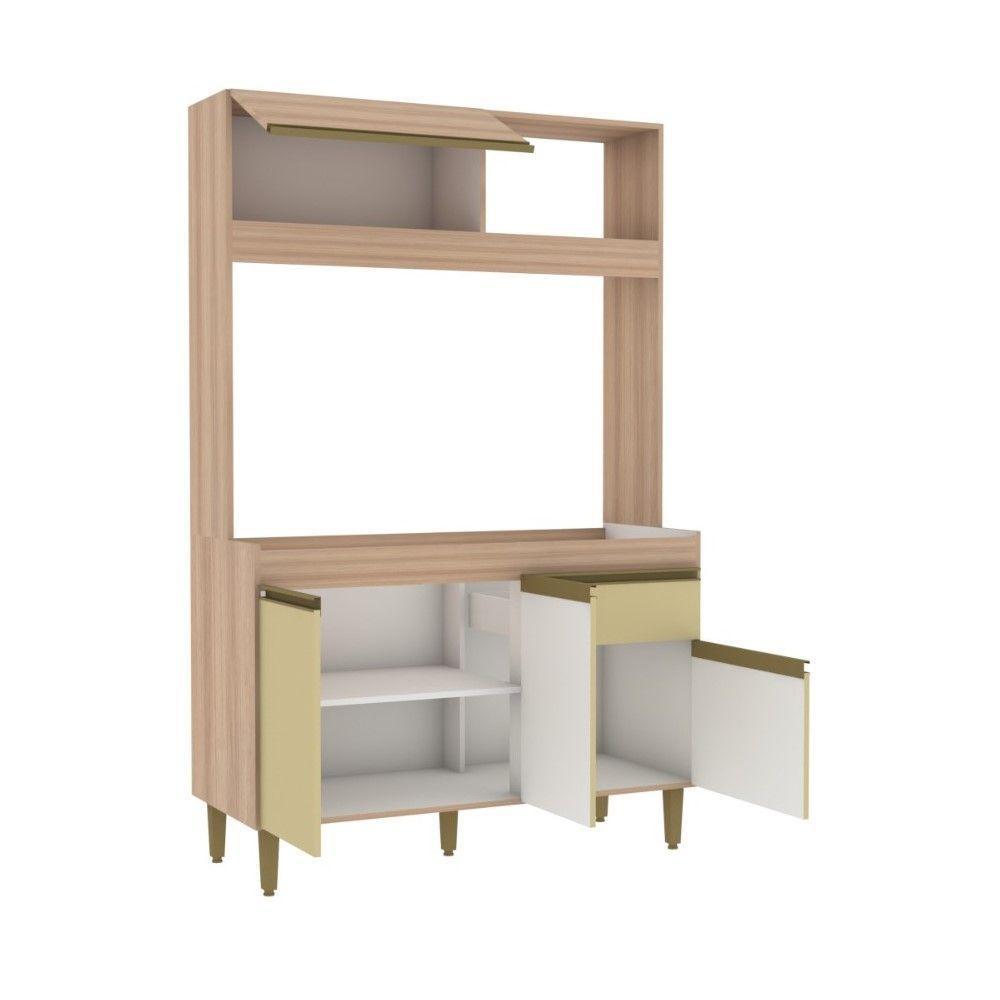 Armário De Cozinha Compacta Em Mdp Mel E Areia 1,94 X 1,24 M Splendore - 2