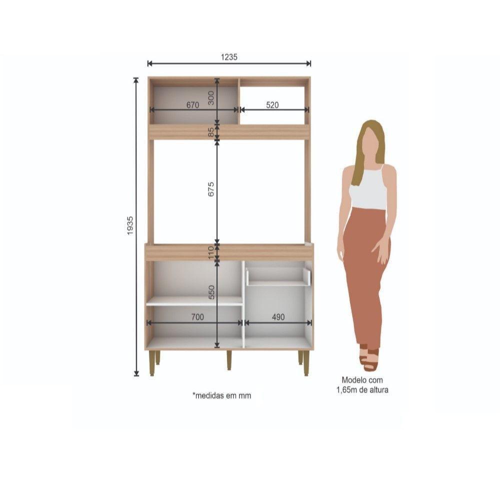 Armário De Cozinha Compacta Em Mdp Mel E Areia 1,94 X 1,24 M Splendore - 3