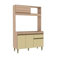 Armário De Cozinha Compacta Em Mdp Mel E Areia 1,94 X 1,24 M Splendore - 1