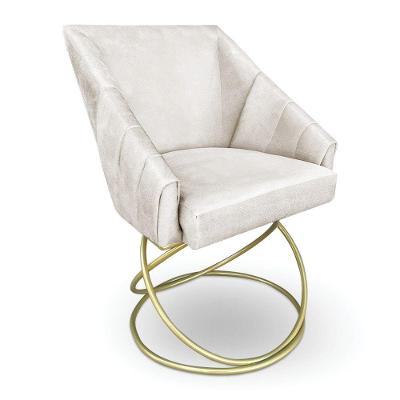 Poltrona Luxo Alana Suede Base De Ferro Dourado - Pallazio Cor Azul Turquesa