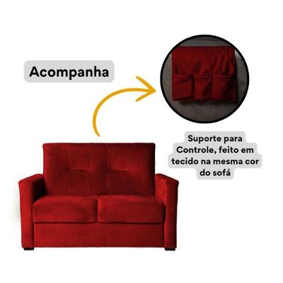 Sofá Pequeno 2 Lugares 1,35 Porta Controle No Braço Alice Marrom