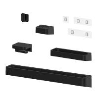 Kit Banheiro 5 Peças Saboneteira + Porta Papel Higiênico + Porta Shampoo + Toalheiro + Gancho + Adesivos Preto Ou - 1