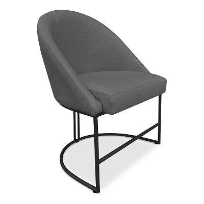 Cadeira Poltrona De Jantar Bela Veludo Grafite Base Metálica Industrial Preto - Pallazio