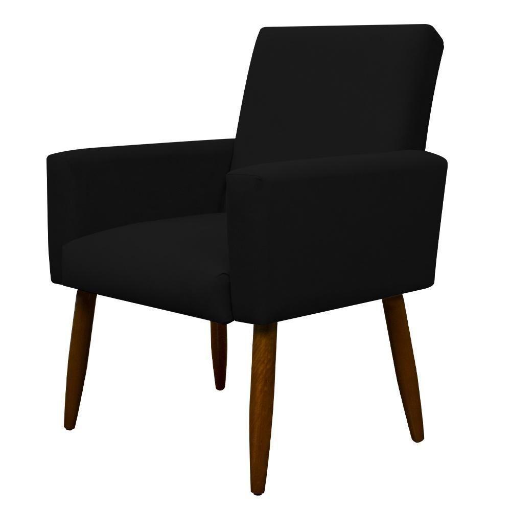 Kit 2 Poltronas Com Puff Redondo Para Sala Nina Preto - 2