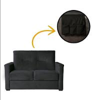 Sofá Pequeno 2 Lugares 1,35 Porta Controle No Braço Alice Preto - 5