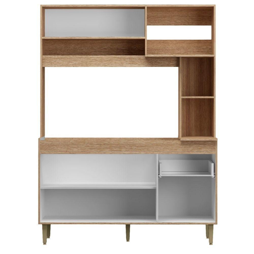 Armário De Cozinha Compacta Em Mdp Mel E Off White 1,95 X 1,53 M Splendore - 1