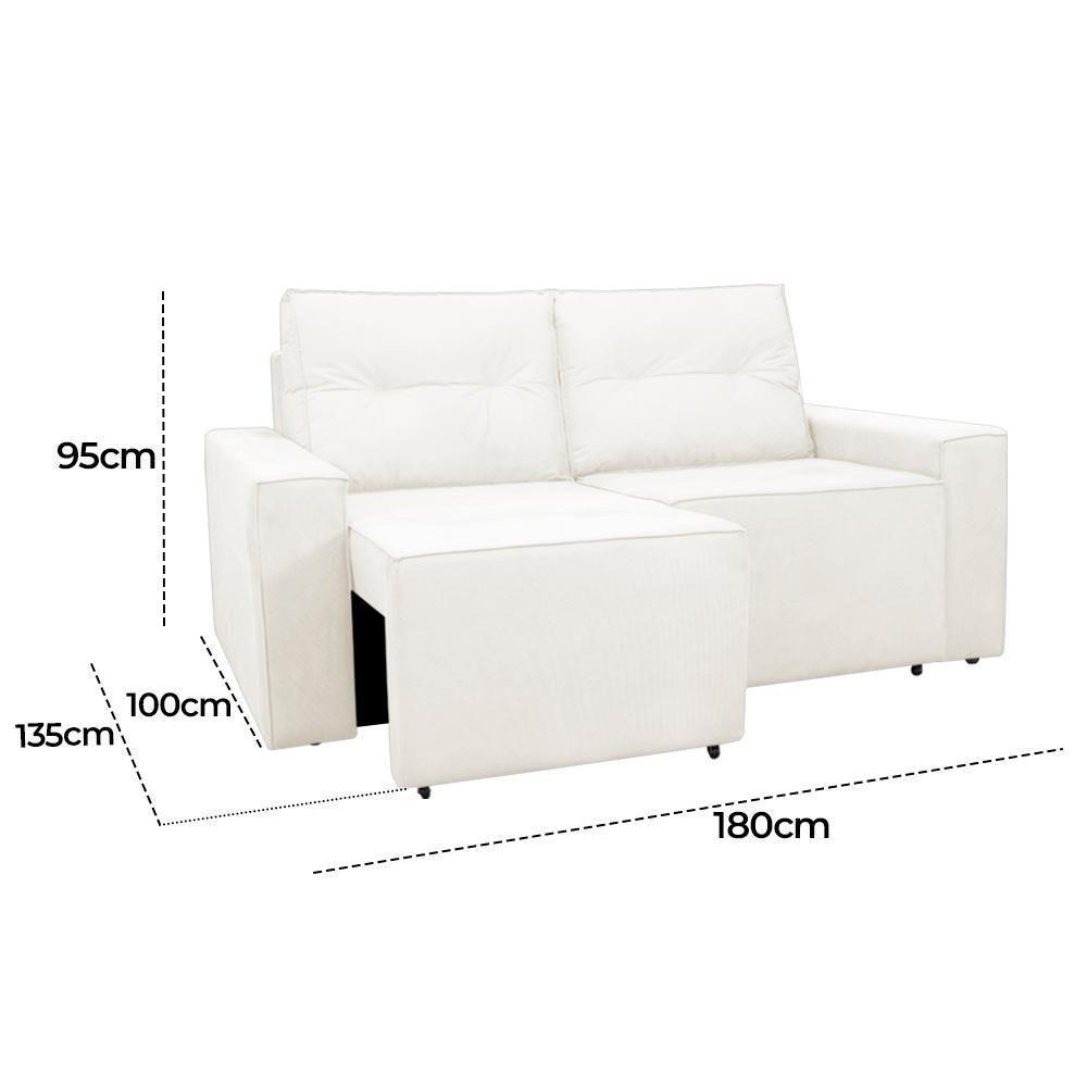Sofá Retrátil 2 Lugares 1,80 Confortável Polo Bege - 6