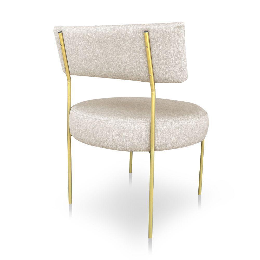 Kit 2 Poltronas Luxo Elora Linho Bege Pés De Ferro Dourado - Pallazio - 6
