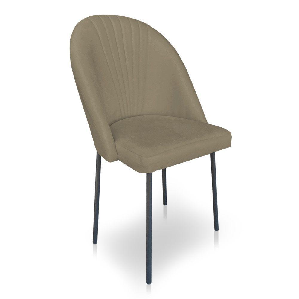 Kit 2 Cadeiras Poltrona De Jantar Ariel Suede Marrom Rato Pés De Ferro Preto - Pallazio - 3