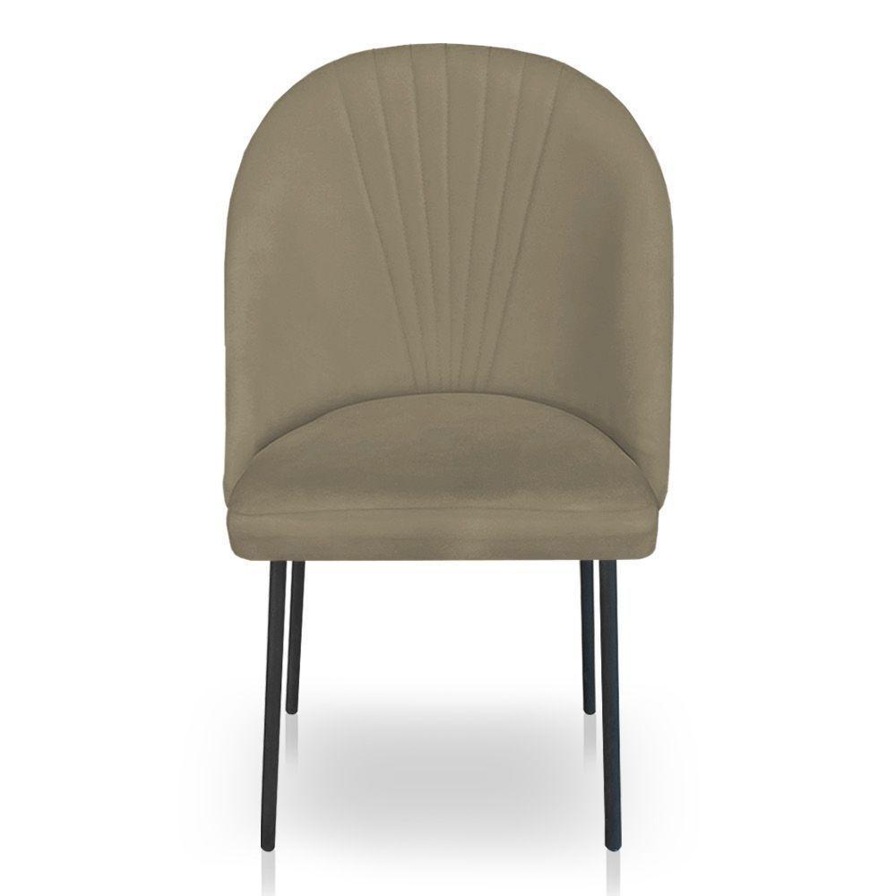 Kit 2 Cadeiras Poltrona De Jantar Ariel Suede Marrom Rato Pés De Ferro Preto - Pallazio - 4