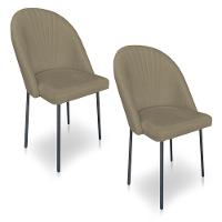 Kit 2 Cadeiras Poltrona De Jantar Ariel Suede Marrom Rato Pés De Ferro Preto - Pallazio - 1