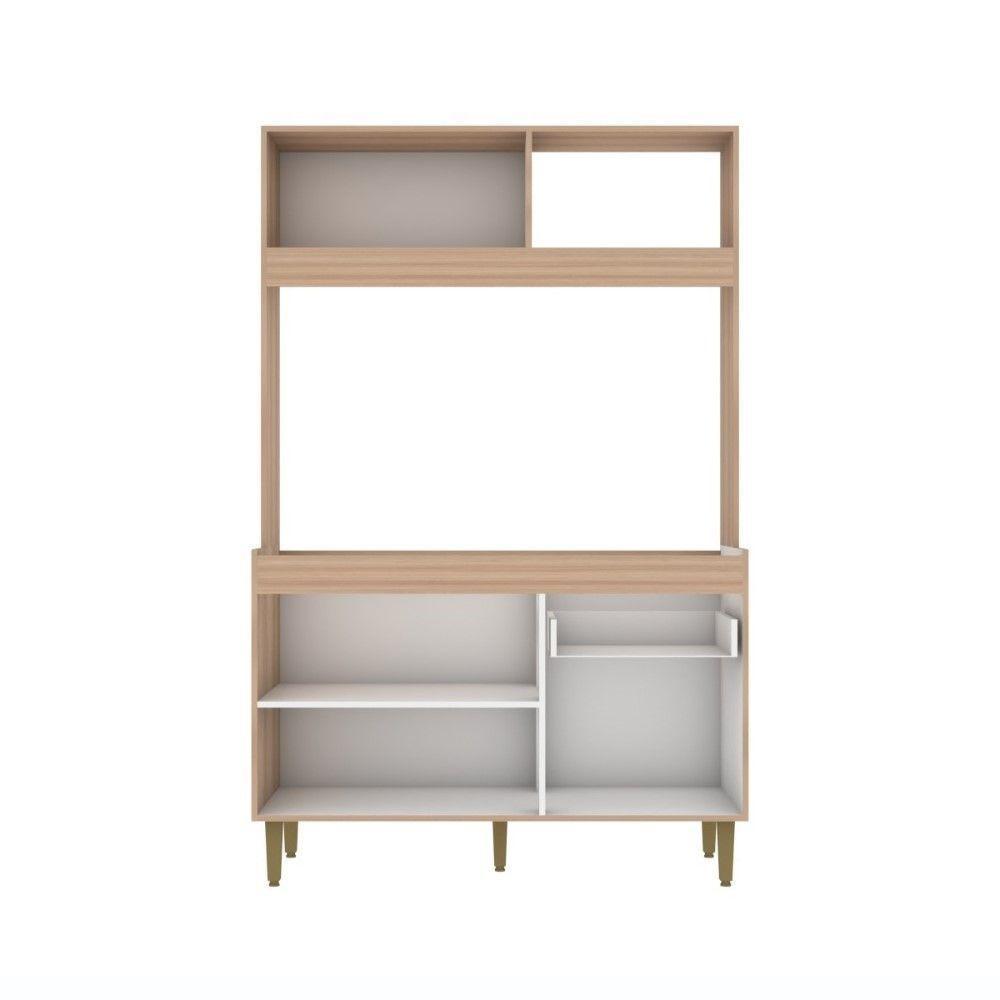 Armário De Cozinha Compacta Em Mdp Mel E Off White 1,94 X 1,24 M Splendore - 3