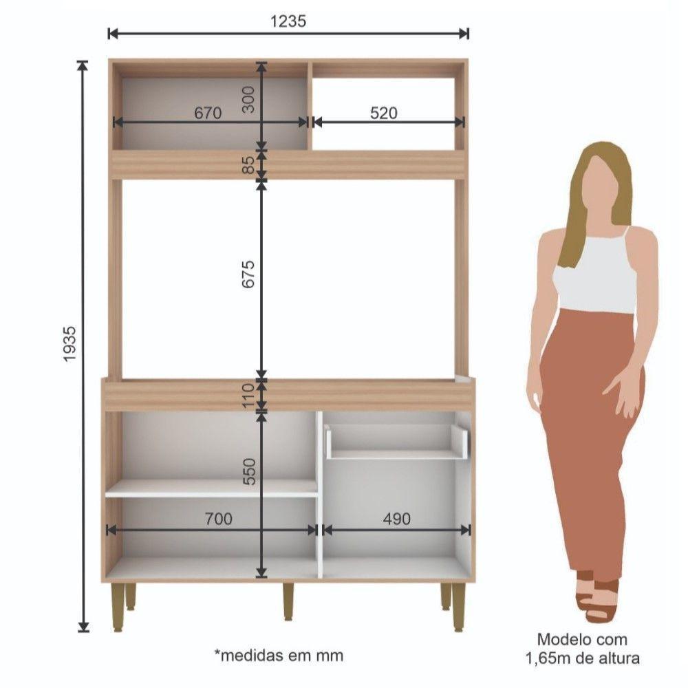 Armário De Cozinha Compacta Em Mdp Mel E Off White 1,94 X 1,24 M Splendore - 4