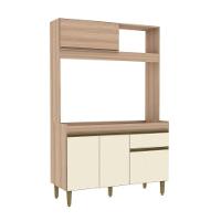 Armário De Cozinha Compacta Em Mdp Mel E Off White 1,94 X 1,24 M Splendore - 1