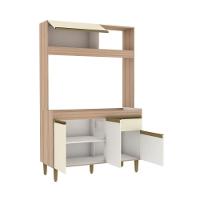 Armário De Cozinha Compacta Em Mdp Mel E Off White 1,94 X 1,24 M Splendore - 2