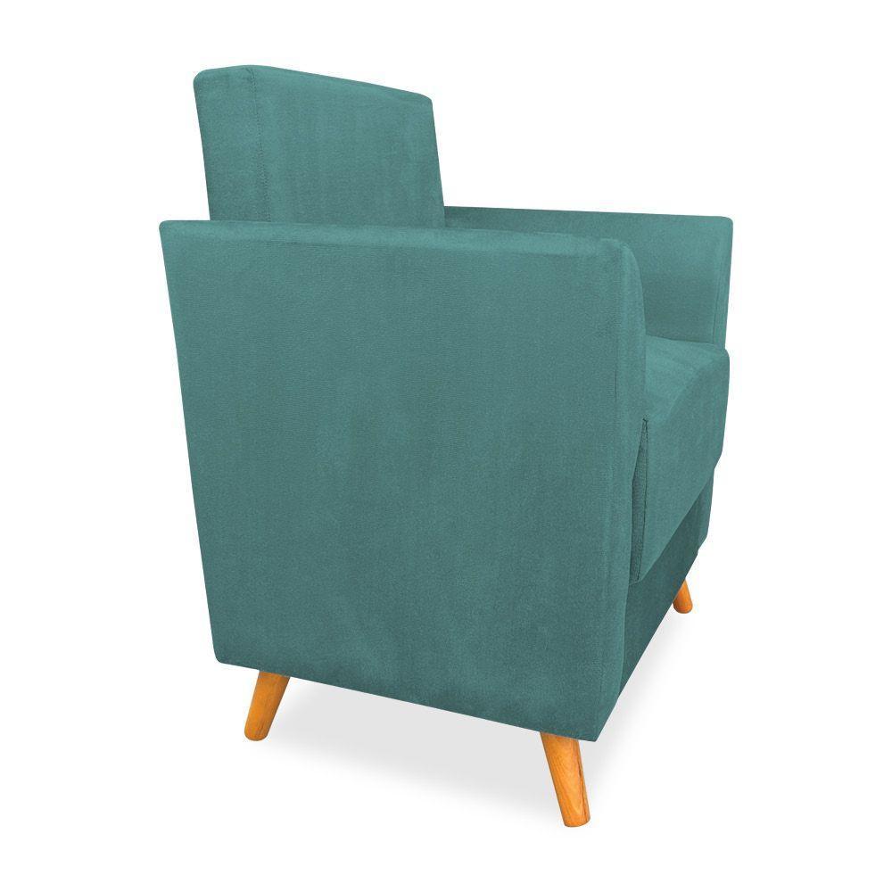 Poltrona De Amamentação Com Puff Flavia Suede Azul Turquesa - Pallazio - 5