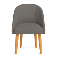 Kit 02 Cadeiras Poltrona De Jantar Bela Corano Nozes E Linho Grafite Pés Palito Castanho - Pallazio