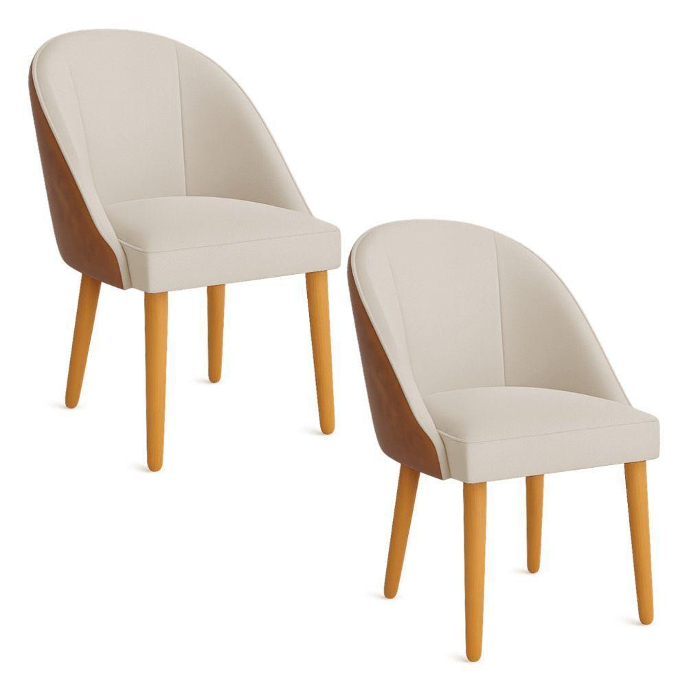 Kit 02 Cadeiras Poltrona De Jantar Bela Corano Nozes E Linho Pés Palito Castanho - Pallazio Cor Grafite - 1