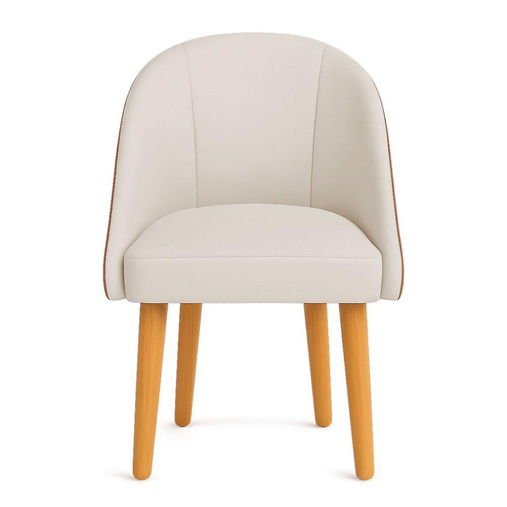 Kit 02 Cadeiras Poltrona De Jantar Bela Corano Nozes E Linho Pés Palito Castanho - Pallazio Cor Grafite - 4