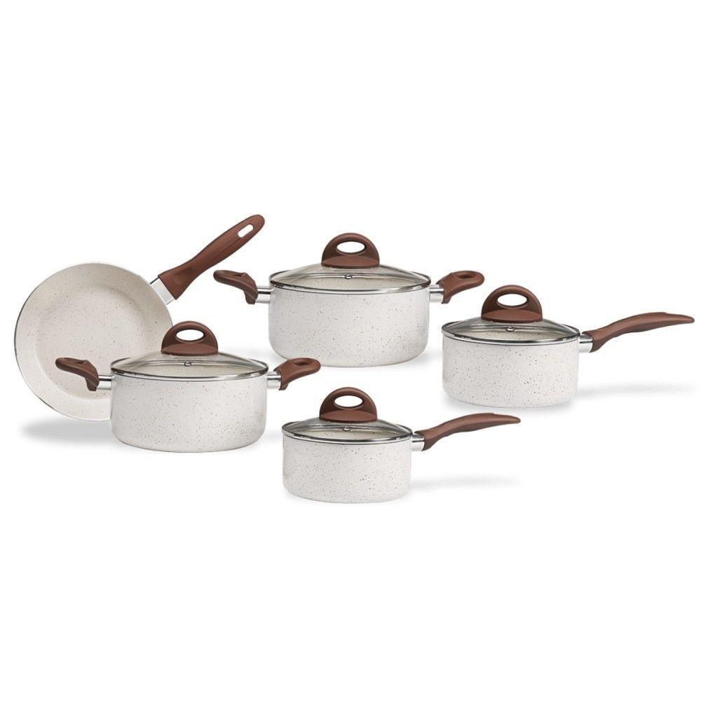 Jogo De Panelas 5 Peças Indução Vanilla Em Alumínio E Revestimento Cerâmico Ceramic Life Smart Plus Brinox - 1