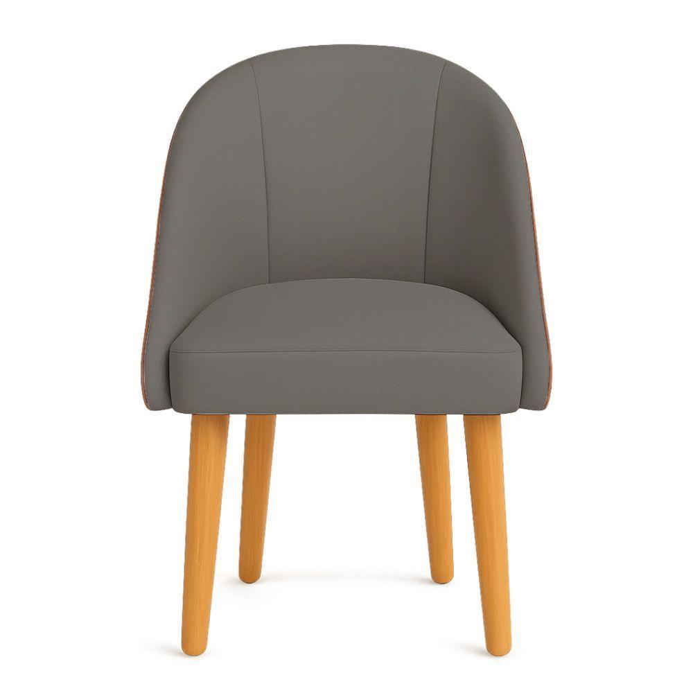 Cadeira Poltrona De Jantar Bela Corano Nozes E Linho Grafite Pés Palito Castanho - Pallazio - 3