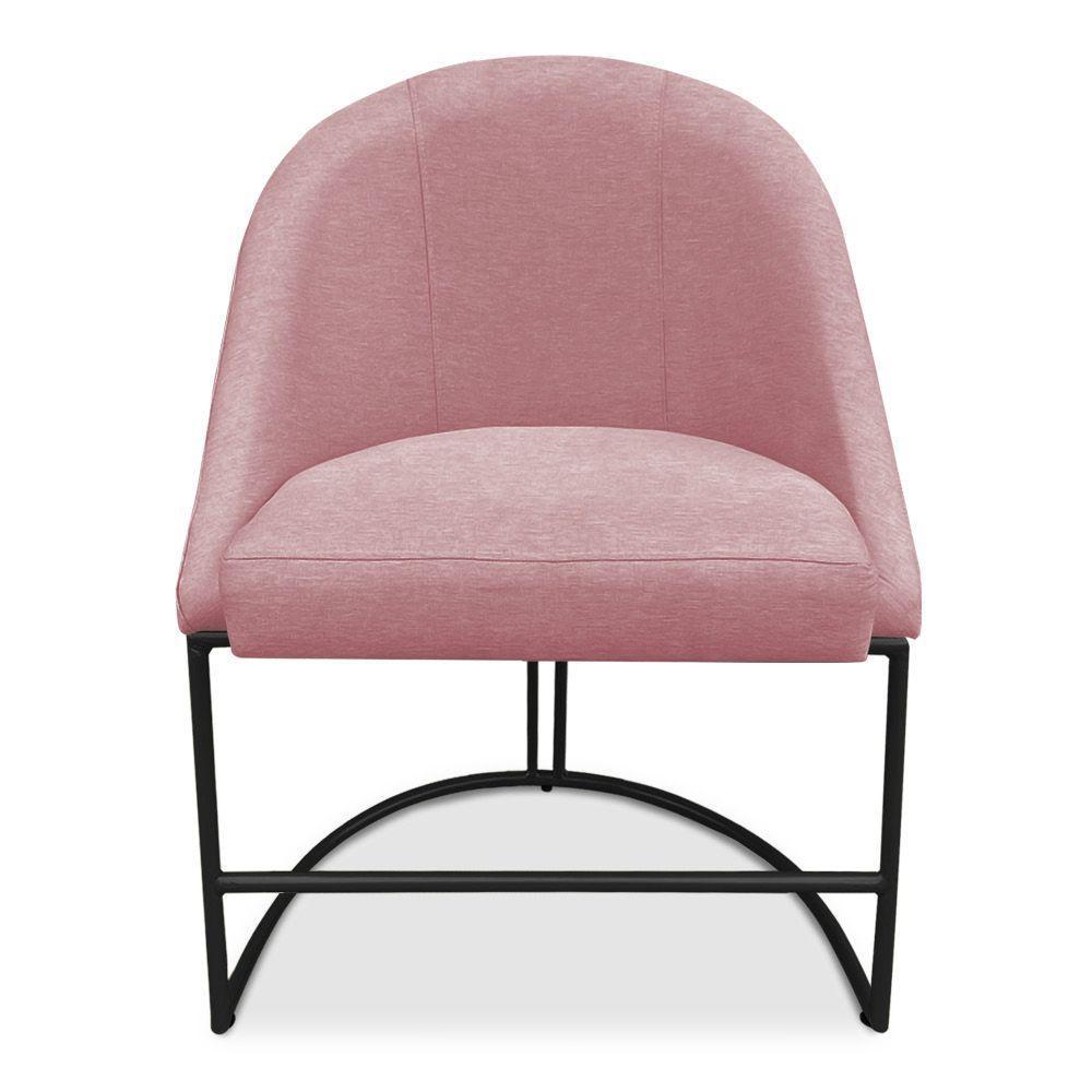 Cadeira Poltrona De Jantar Bela Veludo Rosê Base Metálica Industrial Preto - Pallazio - 3