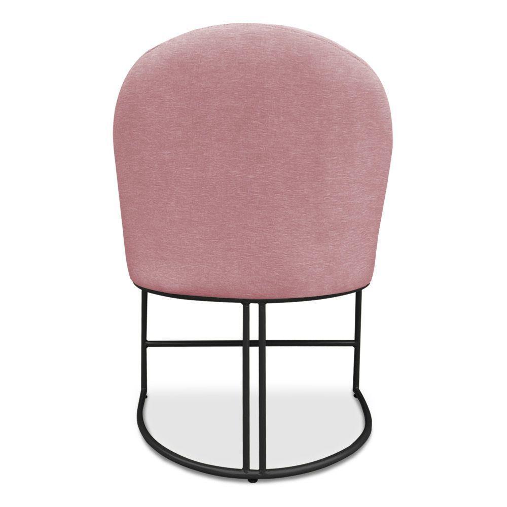 Cadeira Poltrona De Jantar Bela Veludo Rosê Base Metálica Industrial Preto - Pallazio - 5