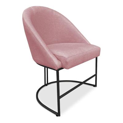 Cadeira Poltrona De Jantar Bela Veludo Rosê Base Metálica Industrial Preto - Pallazio