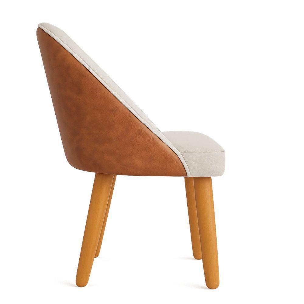 Kit 06 Cadeiras Poltrona De Jantar Bela Corano Nozes E Linho Pés Palito Castanho - Pallazio Cor Grafite - 5