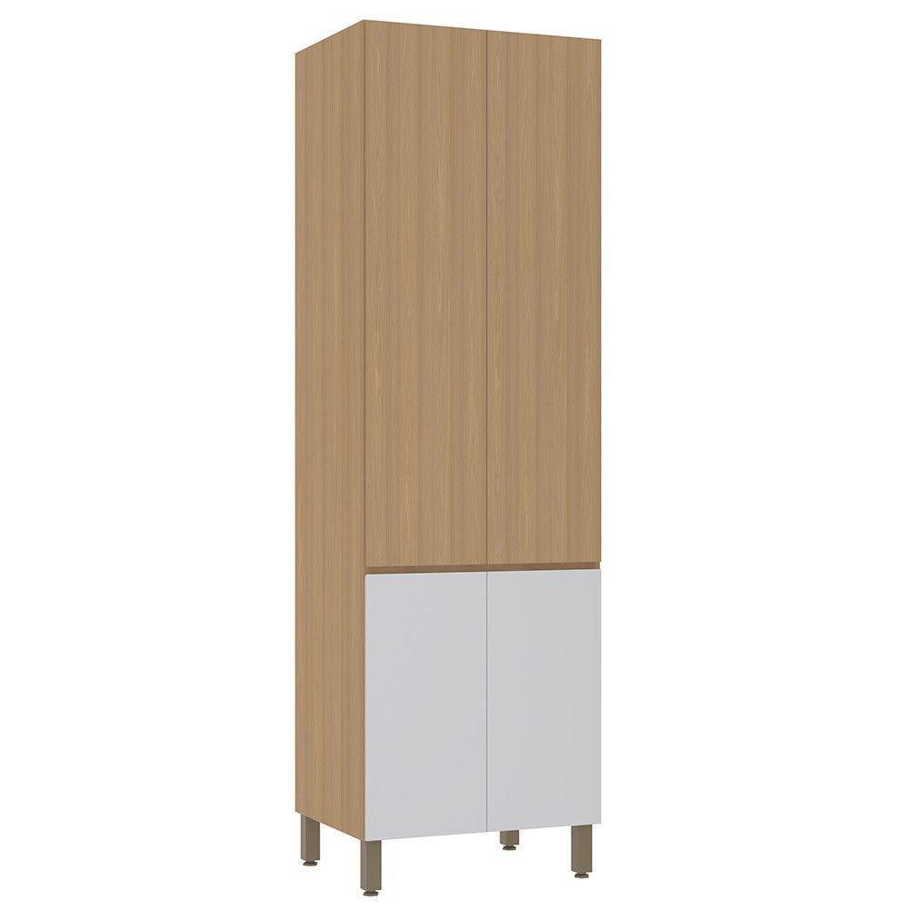 Paneleiro Duplo 70cm 4 Portas Slim Luciane Móveis Freijó-freijó Brasil-cinza Cristal - 1