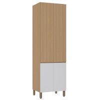 Paneleiro Duplo 70cm 4 Portas Slim Luciane Móveis Freijó-freijó Brasil-cinza Cristal - 1